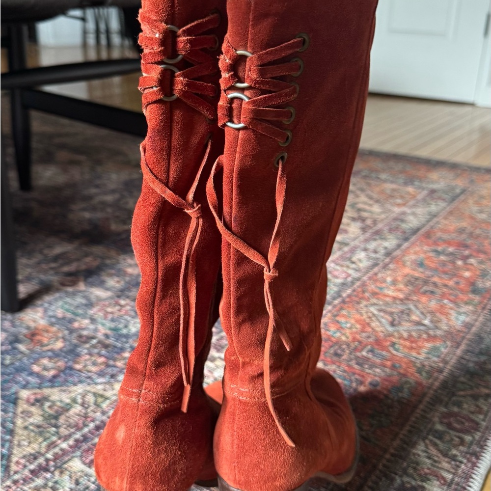 Coach Cory Women's Suede Knee-High Boots - Rust/ burnt orange - Picture 3 of 9